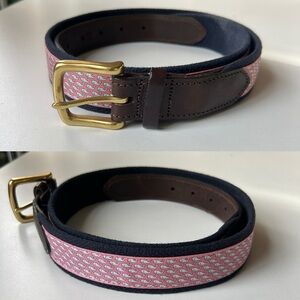 Vineyard Vines Micro Whale Canvas Club Belt Pink Navy Blue